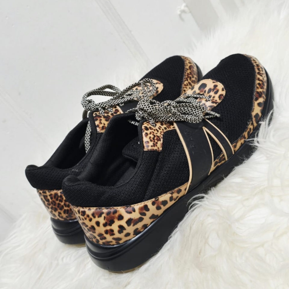 Traq by Alegria Leopard Print Black Sneakers - Picture 3 of 9